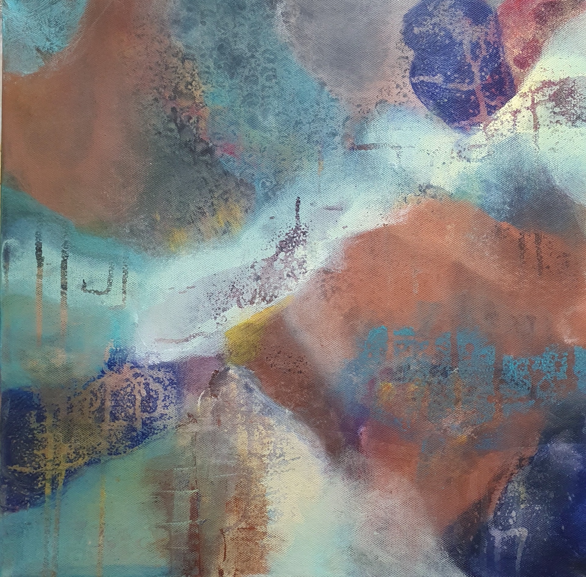 Inner Landscape. Akryl på dypt svart lerret. 40x40 cm. 1500.- NOK